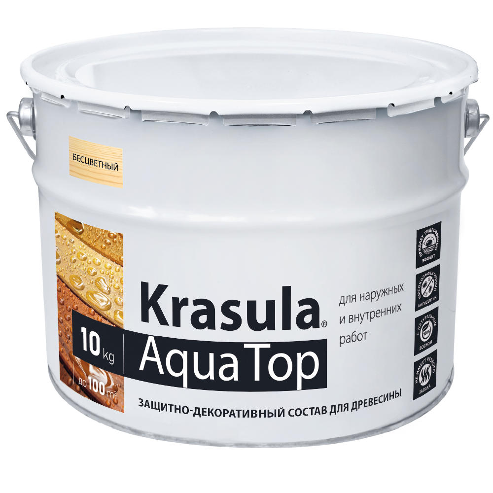 Product image for Krasula Aqua Top (Красула), защитное, гидрофобное покрытие для древесины